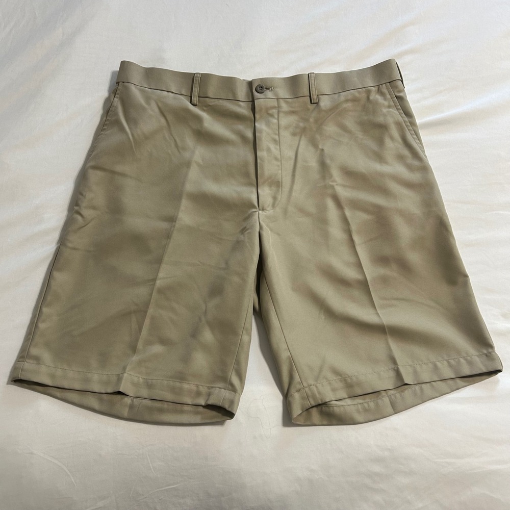Savane Mens Tan Khaki Flat Front Dress Shorts Size 36 SCSB0141 Business Casual